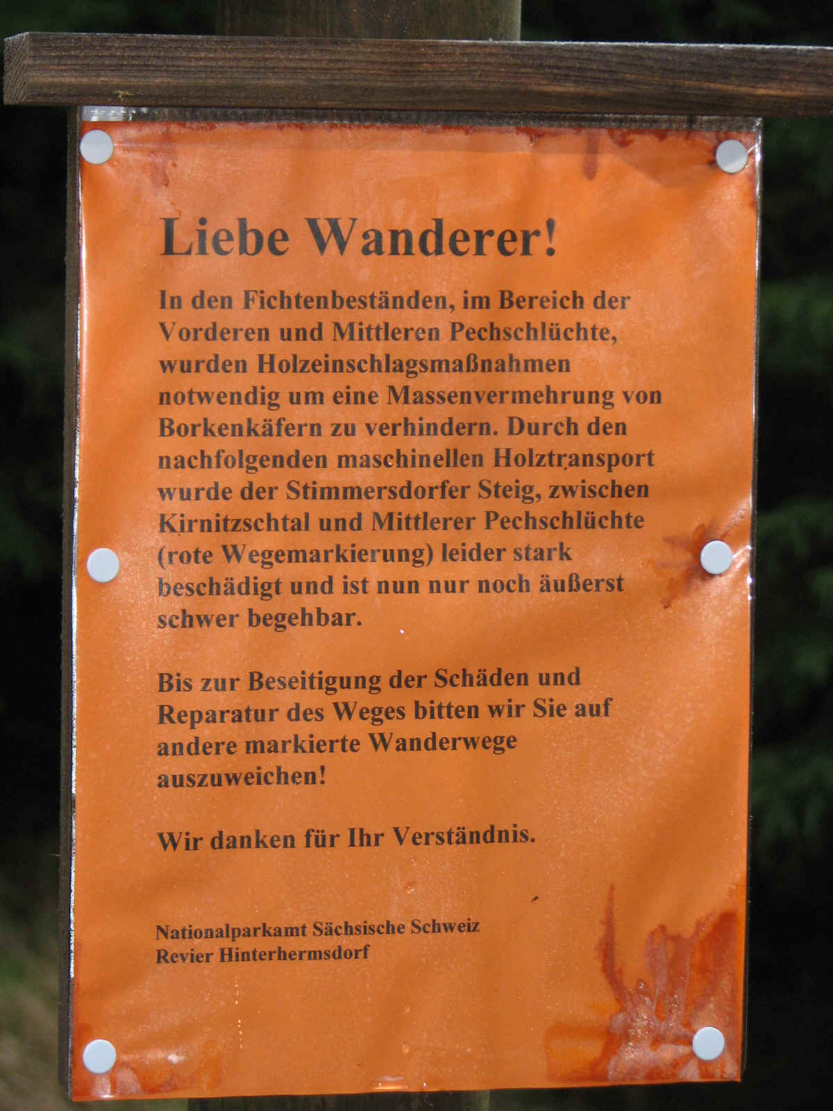 Schild des Nationalparkamtes